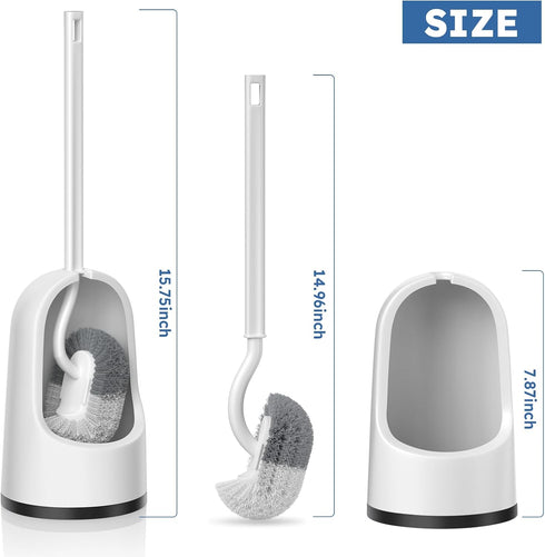 TRENTI 2 Pack Set (2, Toilet Brush, Toilet Brush and Holder with Durable Curved BristlesToilet Scrubber, Toilet Bowl