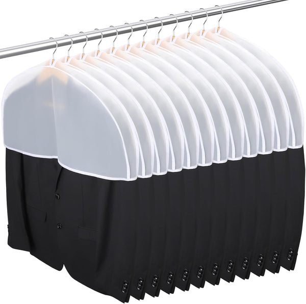 Breathable Clear Plastic Garment Dust Cover, 24x12x2 inch, Pack of 12 for T Shirt, Suit, Coat, Jacket, Wedding Dress