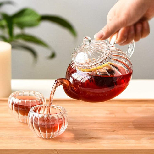 Glass Teapot with Infuser, Loose Leaf and Blooming Tea Maker, Stovetop Safe Kettle