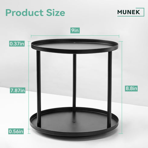 MUNEK 9" Organizer,2 Lazy Susan Tier Rotating Spice Rack Organization,Metal Lazy Susan for Table Top,Pantry, Bathroom