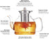 Glass Teapot, 40oz/1200ml Glass Teapot with Removable Infuser, Clear Tea Pot for Blooming Tea, Loose Tea, Flowering Tea, Stovetop Safe Borosilicate Glass Teapot with Scale Line, and Tea Brewer Guide by MINO ANT