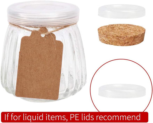 4oz 24 Pack Glass Jars with PE Lids and Cork Lids, Mini Pudding Jars Yogurt Jars Containers for Spice, Jam, honey