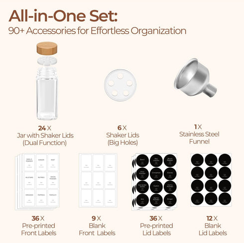 4 oz 24Pcs, 6 93 Set ComSaf Spice Jars with Label Glass Spice Jars with Extra Shaker Inserts and Labels, Seasoning