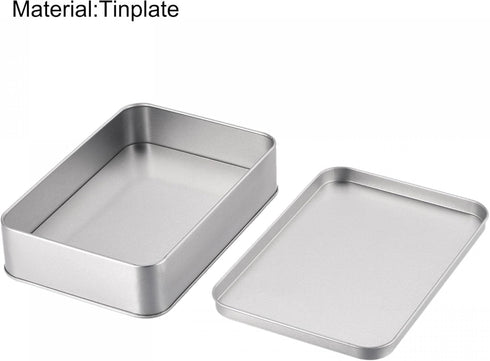 uxcell Metal Tin Box, 6.3" x 4.33" x 1.38" Rectangular Empty Tinplate Container with Lids for Home Organizer, Crafts