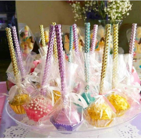36 5.9 inch Pcs Bling Candy Apple Sticks, BetterJonny Bamboo Rhinestone Sticks Caramel Apple Bamboo Sticks Bling Paper