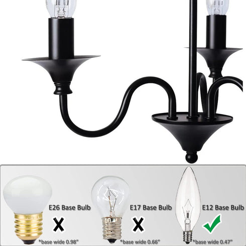 GooChan 2 3 4 6 7 Inch E12 Set 12 (7-Inch 12-Pack) Black Plastic Candle Cover Sleeves,Chandelier Socket