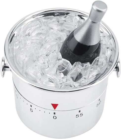 Kitchen Timer, Bucket Shaped 60 Minutes Stainless Steel Mechanical Wine Cooler Timer, Cute Cooking Gadget Tool