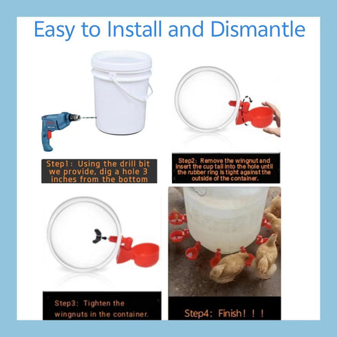 YaraHrbrJoyz 8pcs Set, Professional Chicken Waterer Cups, Large Chicken Water Feeder, Automatic Chicken Water