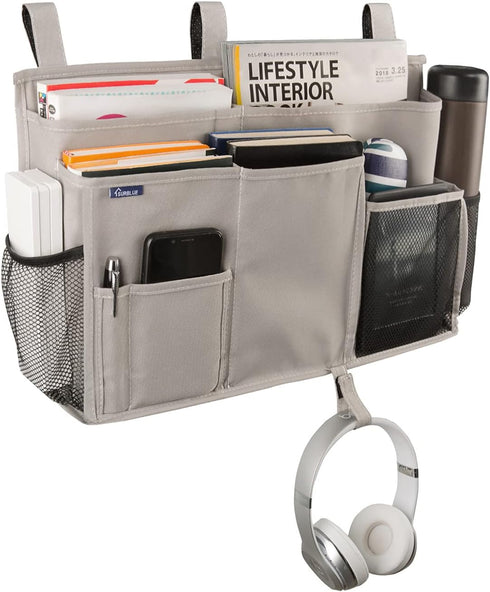 Surblue Bedside Caddy Hanging Bed Organizer Storage Bag Pocket for Bunk and Hospital Beds, College Dorm Rooms Baby Bed Rails, Camp 8 Pockets, (Large, Gray) by Surblue