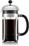 Bodum Chambord French Press Coffee Maker, 34oz, Polished Stainless Steel, High-Heat Borosilicate Glass, Made in Portugal