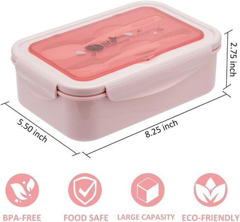 LOVINA Bento Boxes for Adults, 1100 ML Lunch Box for Kids with Spoon & Fork, BPA-Free