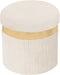 xuperbonus Small Ottoman with Storage,Folding Round Ottoman with Gold Trim,Velvet Storage Stool,Foot
