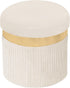 xuperbonus Small Ottoman with Storage,Folding Round Ottoman with Gold Trim,Velvet Storage Stool,Foot