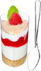 DLux Mini Dessert Cups 28 x 3 oz with Spoons, Clear Plastic Slanted Triangle Parfait Appetizer Cup - Small Reusable