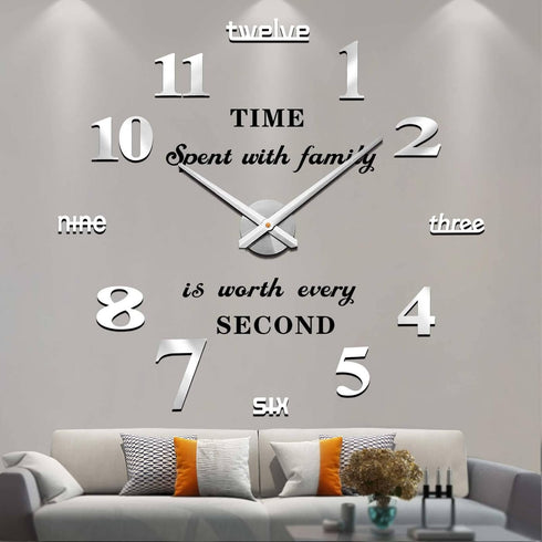 VANGOLD Large Wall Clocks, DIY Modern 3D Wall Clock with Mirror Numbers for Home Office Decor