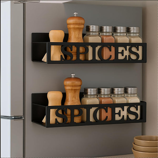 Beeveer 2 Pack Spices Magnetic Spice Rack for Refrigerator Metal Magnet Basket
