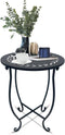 Plant Castle Indoor Outdoor Small Metal Round Side Table, 14 Inch Patio Coffee Bistro