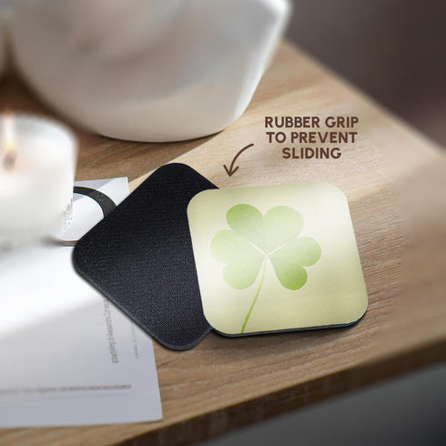 3dRose Green Clover Irish Art St. Patricks Day Soft Coasters, Set of 8