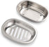 IMEEA Silver Soap Dish, SUS304 Stainless Steel Brushed Bathroom Soap Holder with Drain
