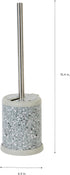 Bath Bliss Toilet Brush and Holder with Self Closing Lid, 360 Degree Brush Head, Compact Size, Terrazzo Grey with Pink