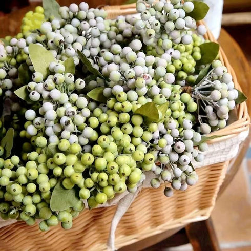 M2cbridge Pack 6 of Green Artificial Berry Stems Christmas Picks Wreath Ornament(Frost Green)