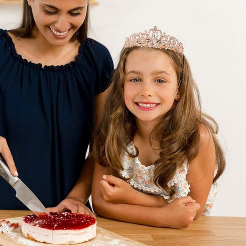 Didder Tiaras for Women, Crystal Rose Gold Birthday Queen Sash, Elegant Princess Crown with Combs for Girls Party