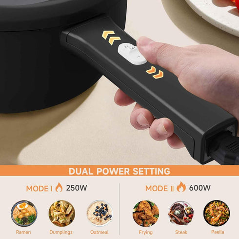 Dezin Electric Cooker - 2L Non-Stick Sauté Pan for Rapid Noodles, Mini Pot for Steak, Egg, and Soup