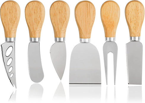 Cheese Knives Set - 6PCS Mini Stainless Steel Cheese Knives - Cheese Knife, Spreader, Fork, Slicer, Cutter, Butter