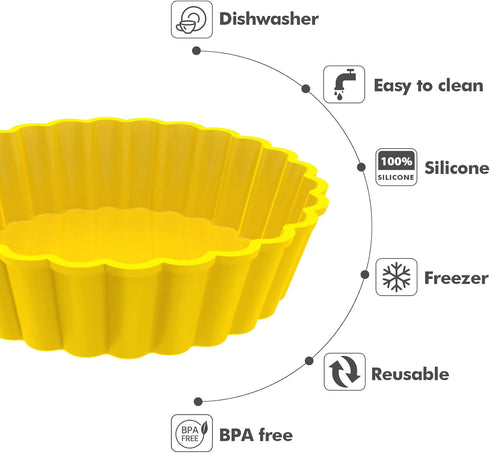 Webake Silicone Mini Tart Pan - 4 Inch Non-stick Mini Quiche Molds, Small Pie Baking Pan, Pack of 8.