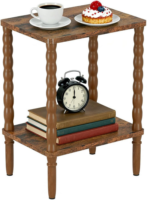 pikpuk Small Narrow Side Table, Vintage End Table - Skinny Bedside Nightstand for