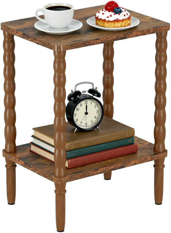 pikpuk Small Narrow Side Table, Vintage End Table - Skinny Bedside Nightstand for