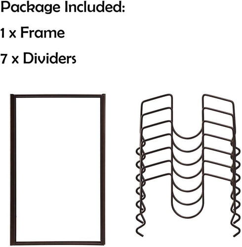 Toplife Pot Lids Organizer Rack, 7+ Pan Lids and Bakeware Holder with 7 Adjustable Compartments - Brown