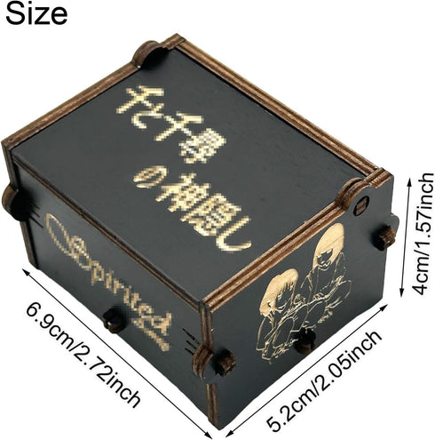 Pursuestar SpAway Wind Up Music Box, Vintage Engraved Wood Mechanism Musical Gift for Anime Fans