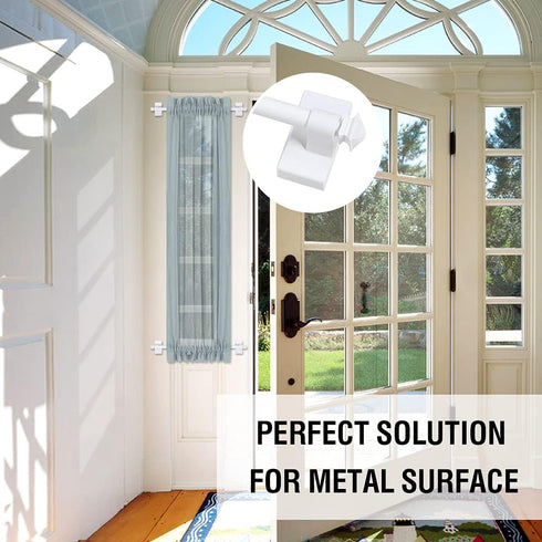 Adjustable Magnetic Curtain Rods for Metal Doors, Multi-Use, 1/2 Inch Diameter, Tool Free (2 Pack, Adjust from 9 to 16