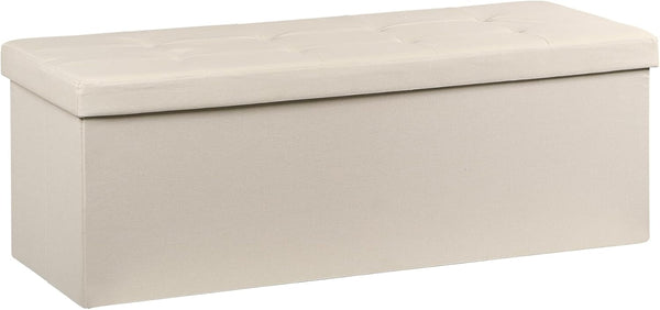 ZenStyle 43Inches Storage Ottoman Bench, Folding Footrest Padded Seat, Storage Chest Long