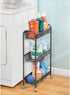 mDesign Steel Rolling Utility Cart with 3 Basket Shelves - Storage Organizer Trolley for Bathroom, Garage, Laundry Room