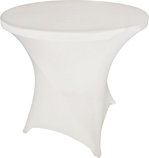 White Spandex Cocktail Tablecloth - 32 Inch Round x 30 Inch Tall Folding Cover Stretch