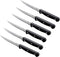 Set of 6 Steak Knives, Black Full-Tang Triple Rivet Serrated Stainless Steel Flatware, 4.5 Inches, Dishwasher Safe