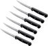 Set of 6 Steak Knives, Black Full-Tang Triple Rivet Serrated Stainless Steel Flatware, 4.5 Inches, Dishwasher Safe