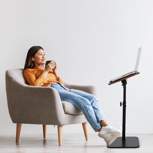 360 180 comfoyar C Shaped TV Tray for Couch, Adjustable Height Side Table with Swivel Flip for Small Space, End Table