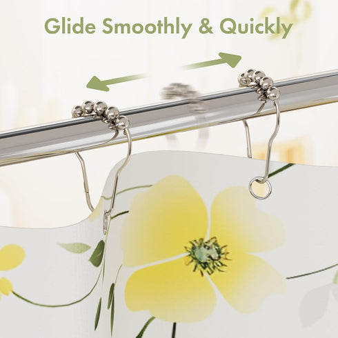 Amazer Shower Curtain Hooks - Decorative Rust Proof Stainless Steel Set of 12 for Bathroom Shower Rods