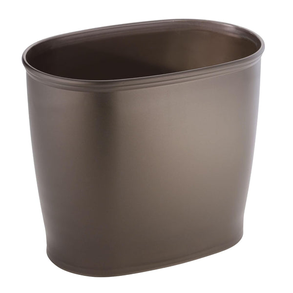 iDesign Oval Plastic Trash Can - The Kent Collection for Bath, Bedroom, Office - 12" x 8" x 10", Bronze