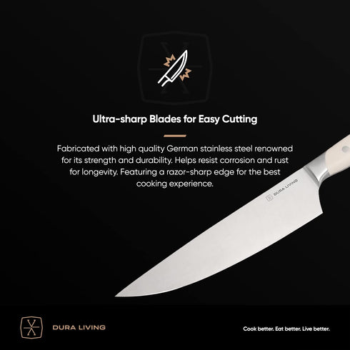 2-Piece Professional Kitchen Knife Set, Ultra Sharp High Carbon German Stainless Steel, Cream