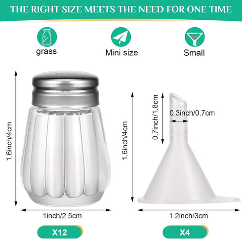 12 Pcs Mini Salt and Pepper Shakers Bulk, 0.5 oz Small Cube Glass Spice Shaker with Plastic Mini Funnels for Kitchen,