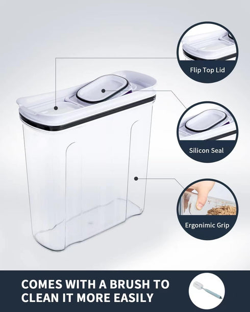 Set, 4L/135.2oz, 2PCS FreshKeeper Cereal Containers Storage Airtight Food Storage Container with Lid BPA-FREE Plastic