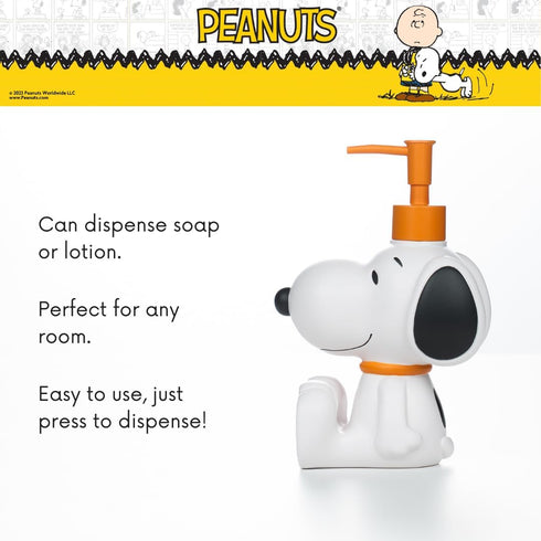 12.70 Peanuts Snoopy Soap/Lotion/Hand Sanitizer Resin Pump Dispenser, Ounces, (Officially Licensed Product) by Franco