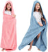 2Pcs 50"x30" 3-12 Hiturbo Kids Fleece Hooded Towel: Soft Plush Warm Blanket - Pool Beach Bath Swim Towel Wrap for Yrs