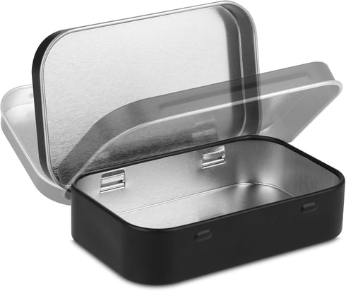 Metal Rectangular Empty Hinged Tins, Small Portable Containers with Lids for Storage of Candies and Crafts