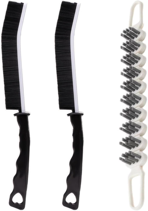 3 Pcs Crevice Cleaning Brush Set - Hard Bristle Grout Cleaner, Scrub Brush, Toilet Brush for Household Use Bathroom