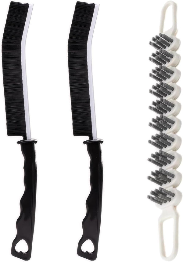 3 Pcs Crevice Cleaning Brush Set - Hard Bristle Grout Cleaner, Scrub Brush, Toilet Brush for Household Use Bathroom